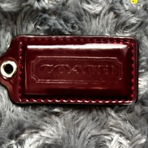 Coach Burgundy Patent Leather HangTag with Metal Eyelet